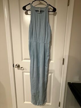 Light Blue Sleeveless denim jumper.